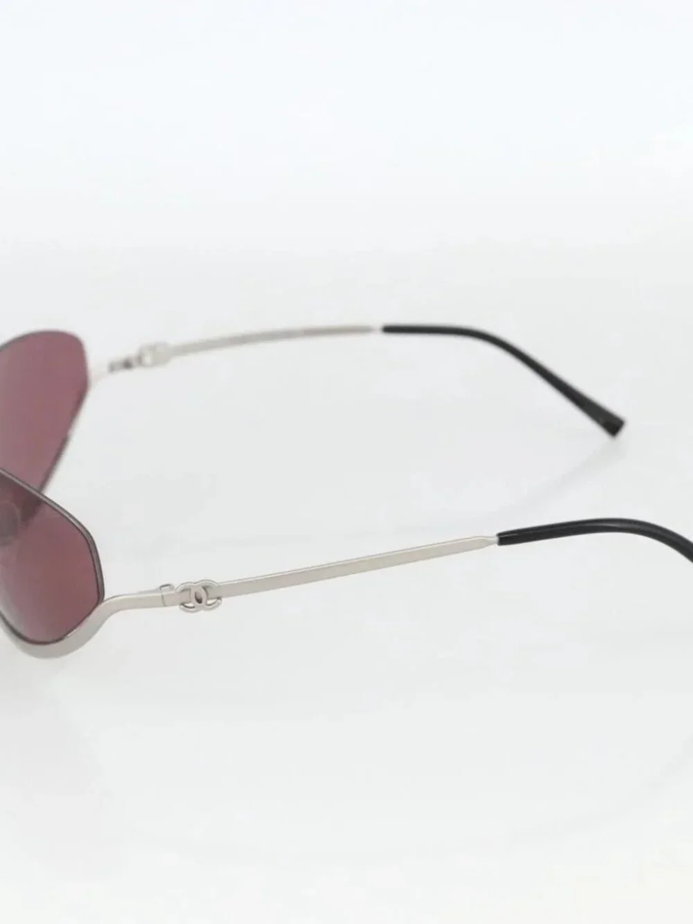 CHANEL COCO Mark Sunglasses metal Silver tone 4004 CC Auth BAZ737
